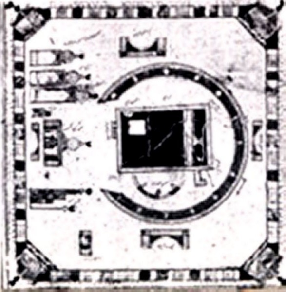OLD MAP OF HARAM IN BECCA WITH BLACK STONE IN CENTER ROTATION 90