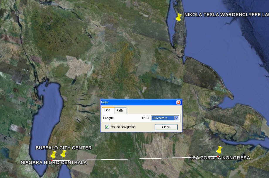 NIKOLA TESLA DISTANCE NIAGARA HIDROCENTRALA BUFFALO CITY USA CONGRESS